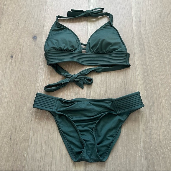 Target Kona Sol Green Bikini Swimsuit Swim Beachy Summer Beach Resortwear Tan - Picture 2 of 9